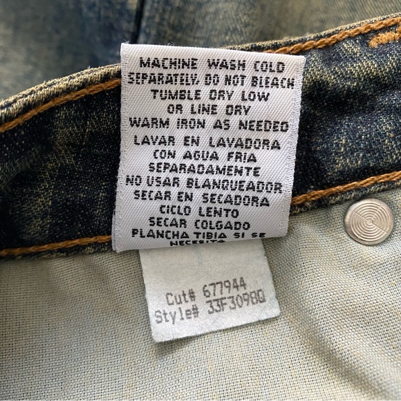 l.e.i. Denim pencil skirt juniors size 1 distressed look with raw hem - Picture 13 of 13